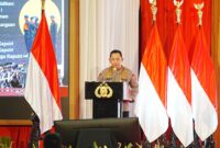 Kapolri Jenderal Listyo Sigit Prabowo menyampaikan arahan dalam Rakernis Baharkam dan Korbrimob Polri di PTIK, Jakarta Selatan, Kamis (15/5/2025), menegaskan komitmen pemberantasan premanisme, judi online, dan narkoba./Dok.kanniadvokasi.id