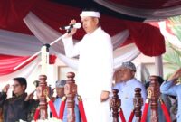Gubernur Jawa Barat Kang Dedi Mulyadi memimpin upacara peringatan Hari Jadi Bogor ke-543 di Lapangan Tegar Beriman, Cibinong, Selasa (3/6/2024)./Dok.Ist